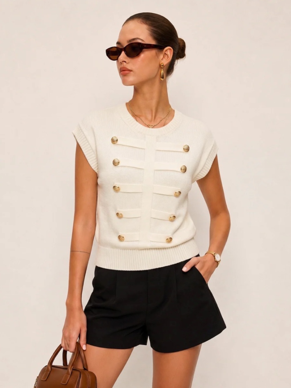 NWT - Napoleon Metal Detail Crew Neck Knit Top